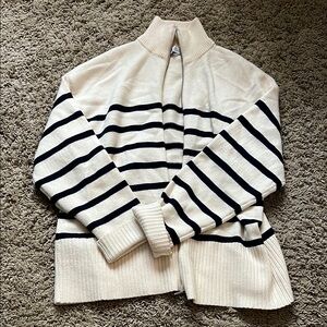 Zara Cream and Black Cowl Neck Sweater